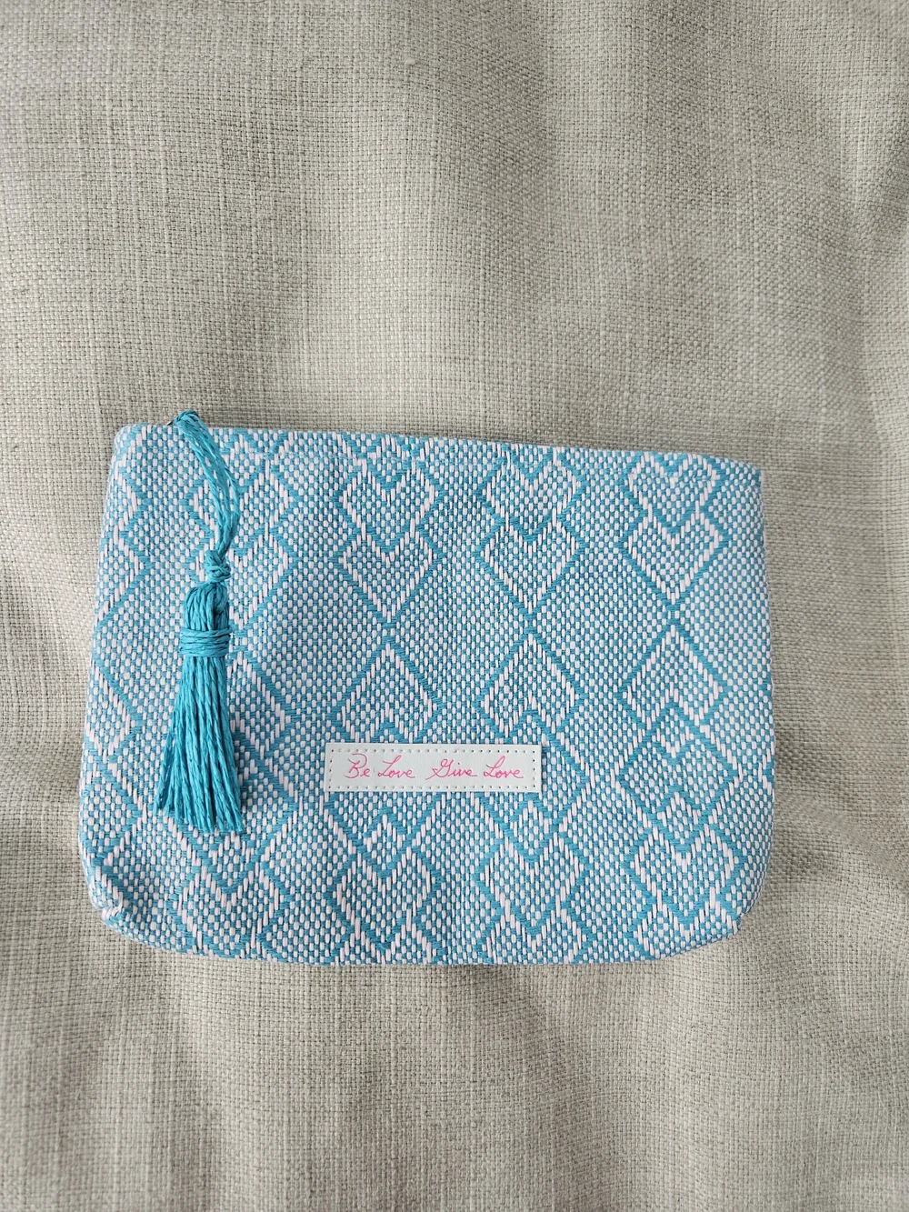 *NWOT* JOSIE MARAN Turquoise Woven Tassel Cosmetic Pouch